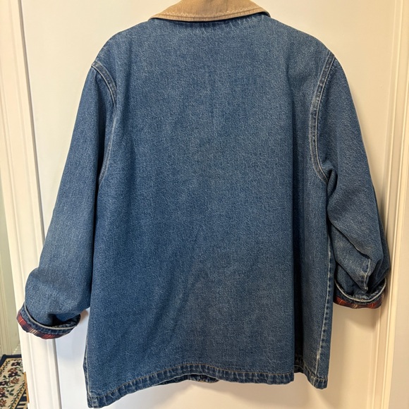 Vintage Blue Denim Chore Jacket Sz 16 Flannel Blanket Lined Coat Corduroy Collar - Picture 9 of 11
